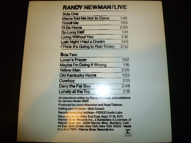 画像1: RANDY NEWMAN/LIVE