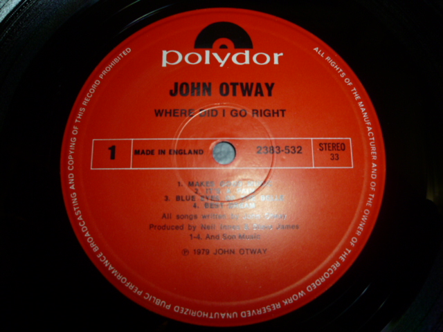 画像: JOHN OTWAY/WHERE DID I GO RIGHT