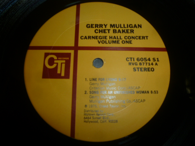 画像: GERRY MULLIGAN & CHET BAKER/CARNEGIE HALL CONCERT VOLUME 1