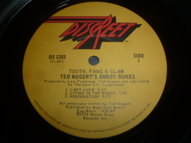 画像: TED NUGENT'S AMBOY DUKES/TOOTH, FANG & CLAW