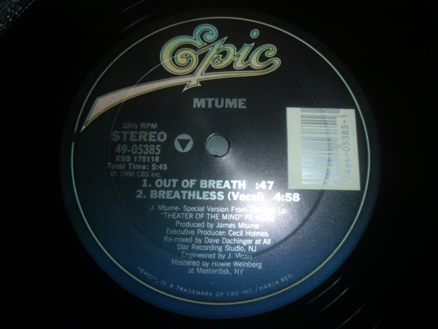 画像: MTUME/BREATHLESS (12")