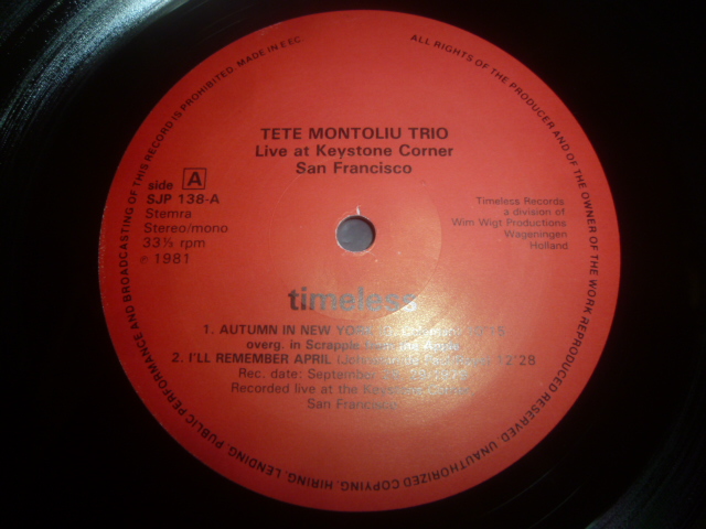 画像: TETE MONTOLIU TRIO/LIVE AT THE KEYSTONE CORNER